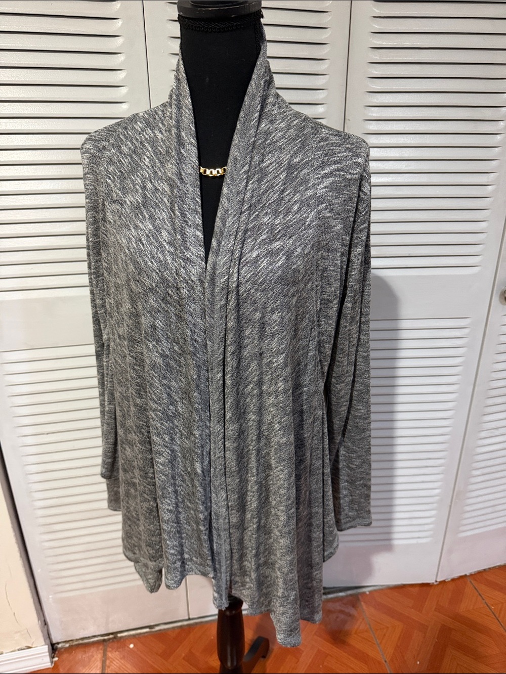St. John's Bay Heather Gray Open-Front Shawl Cardigan